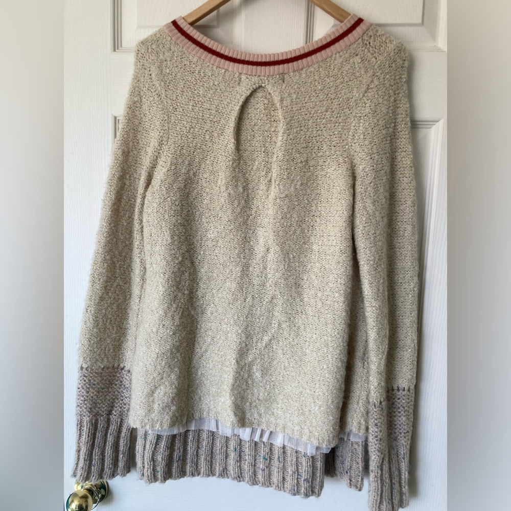 🧵2/$80🧵 CHARLIE & ROBIN Anthro Cardigan, tulle, boucle, unique, ribbon trim - Picture 7 of 17